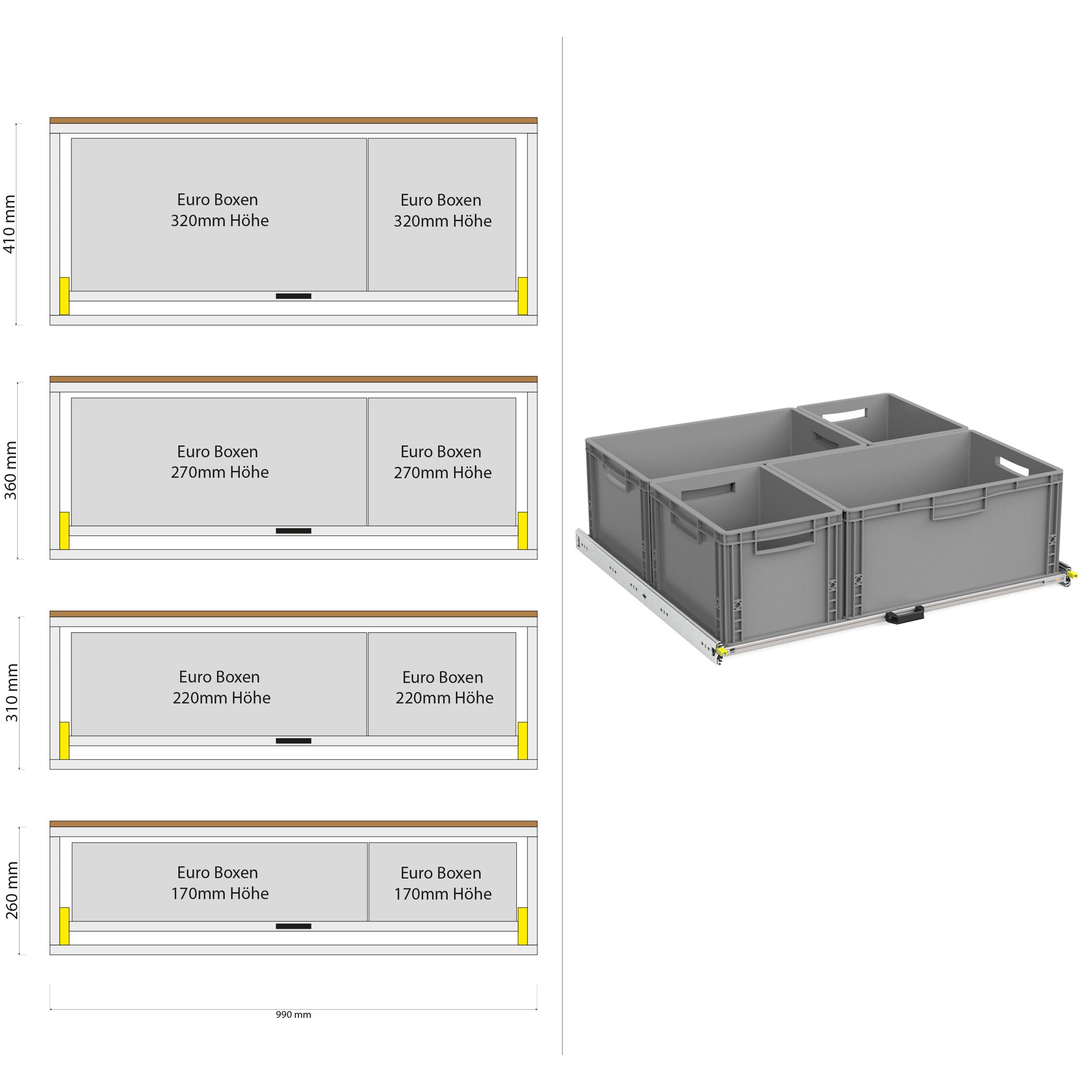 Estrattore posteriore Camper Kastenwagen con ripiano 1200mm x 400mm