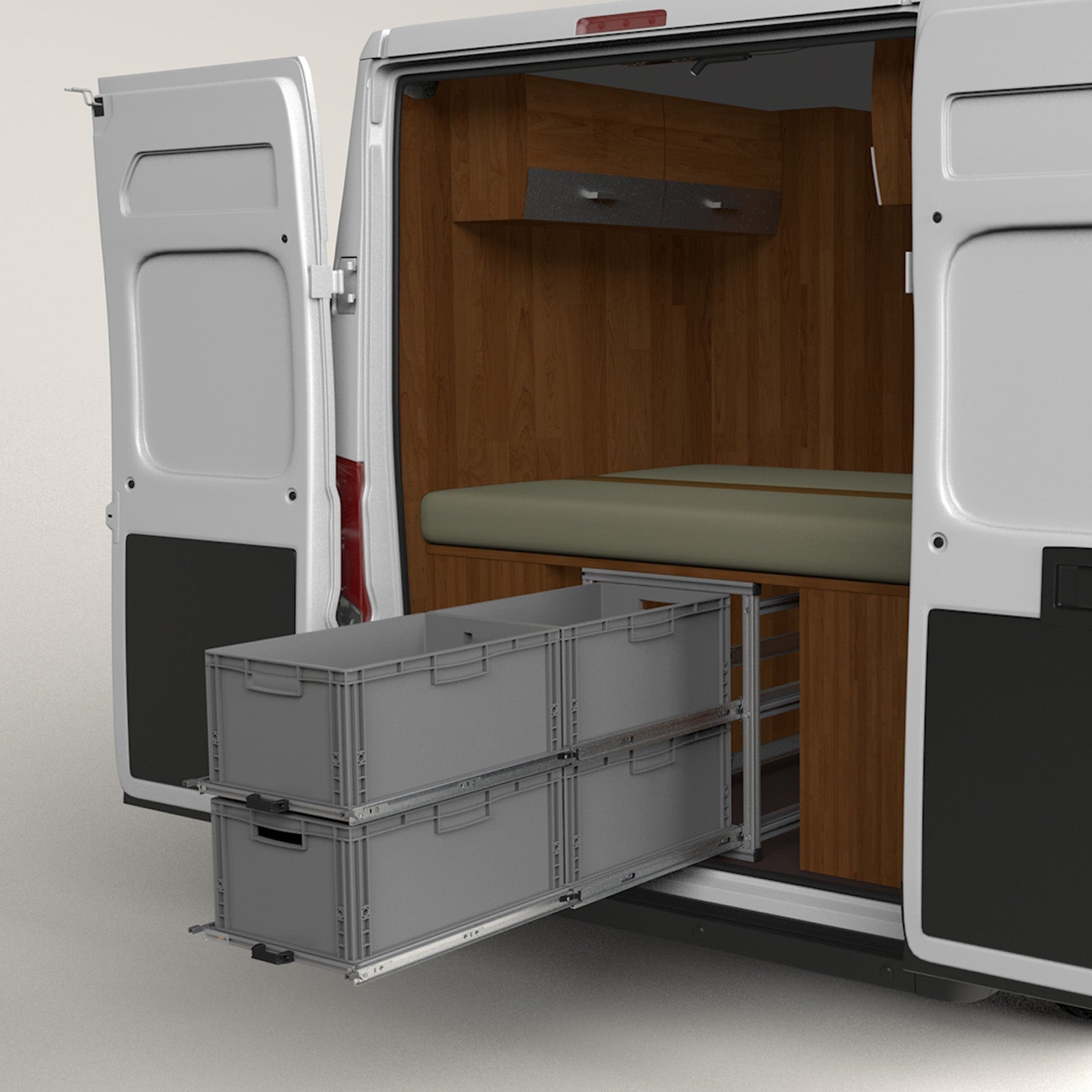 Rear pull-out camper van 1200mm x 400mm shelves