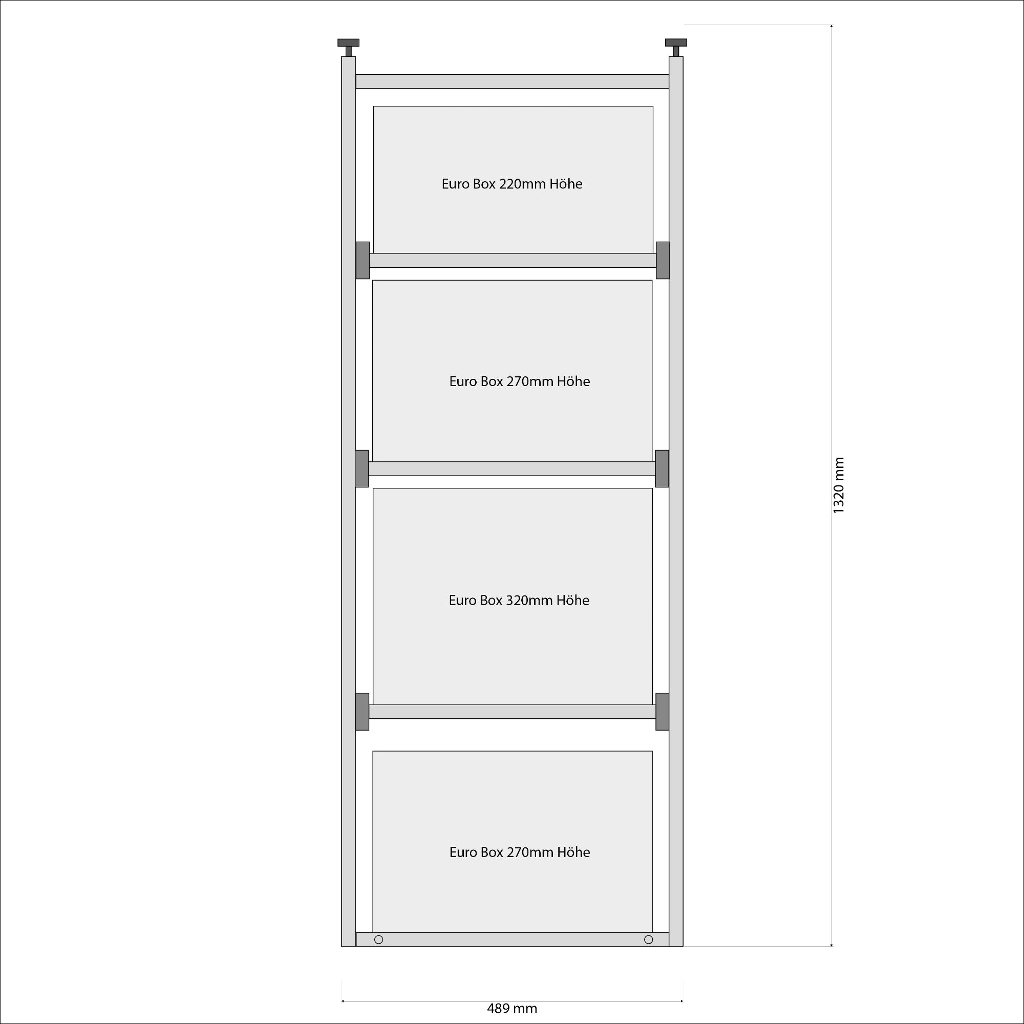 Motorhome shelf with drawers for the rear garage Hymer B 780