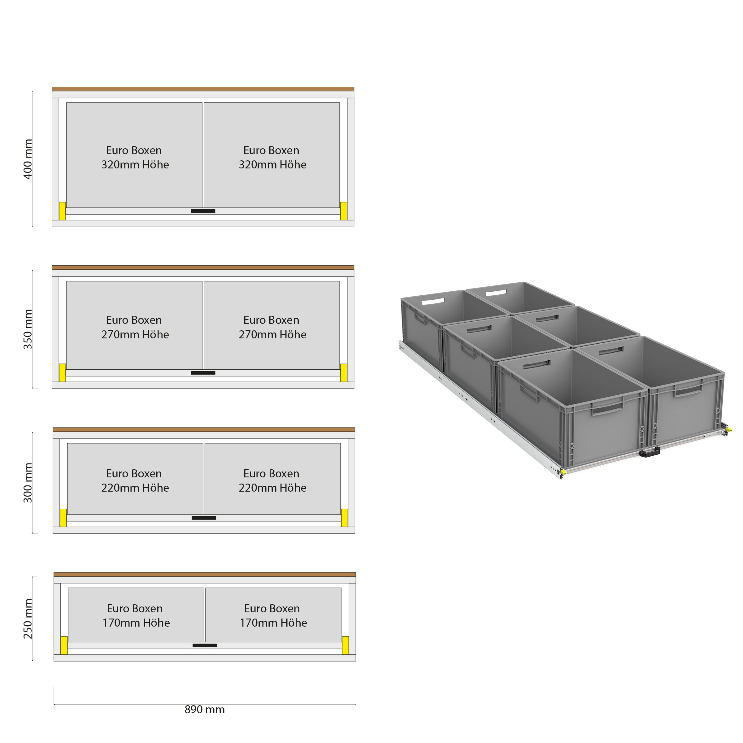 Tylny wysuw do kampera furgon z półką 1200mm x 400mm