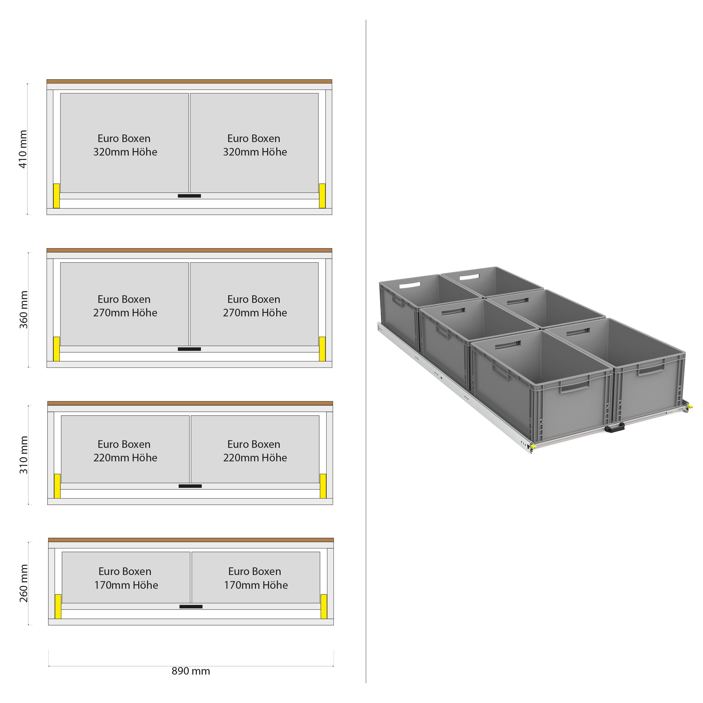 Tylny wysuw do kampera furgon z półką 1200mm x 400mm